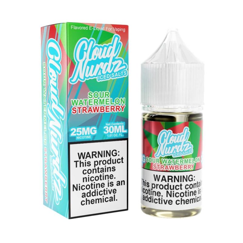 cloud nurdz iced salts sour watermelon strawberry ejuice 839438